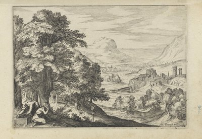 Paysage avec des chasseurs d
