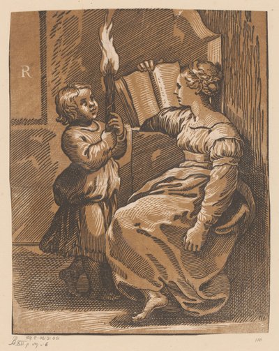 Sibylle lisant avec un enfant - Anonymous