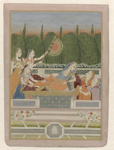 Princesse allongée avec servantes - Anonymous