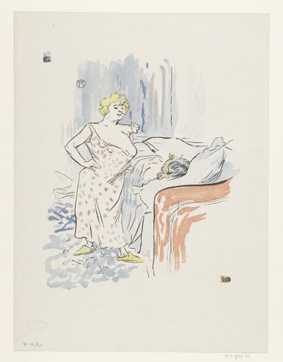 Homme au lit et prostituée dans la chambre - Anonymous
