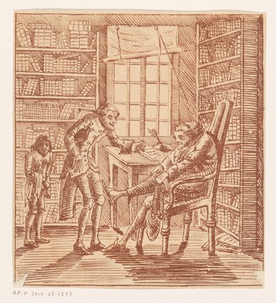 Homme avec deux serviteurs dans un bureau - Anonymous