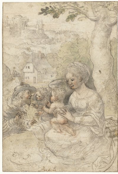 Marie avec enfant, Joseph écoute un ange - Anonymous