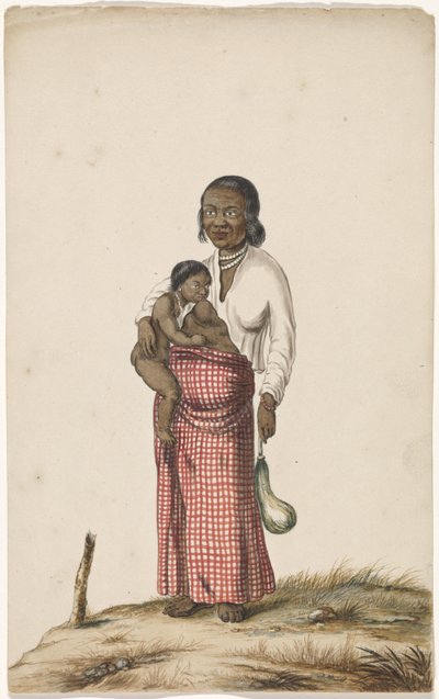 Femme maure avec nourrisson et aubergine - Anonymous