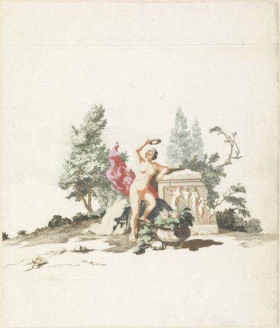 Femme nue avec une couronne de laurier près d