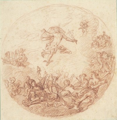 Conception pour un plafond rond avec Mercure et Minerve - Anonymous