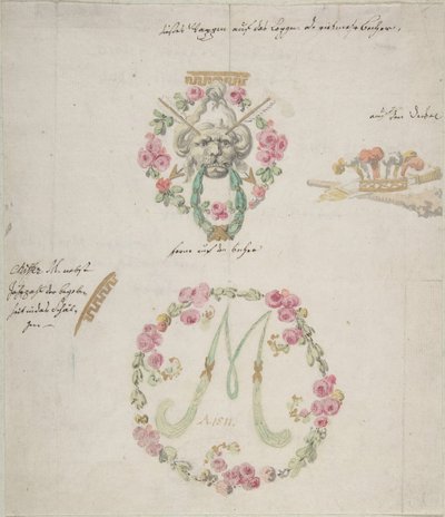 Dessins ornementaux pour porcelaine, XVIIIe siècle - Anonymous,.