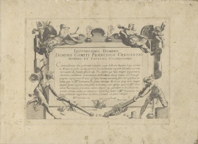 Cartouche ornemental avec dédicace au peintre Francesco Crescenzi - Anonymous