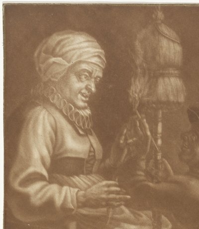 Vieille femme avec un fuseau - Anonymous