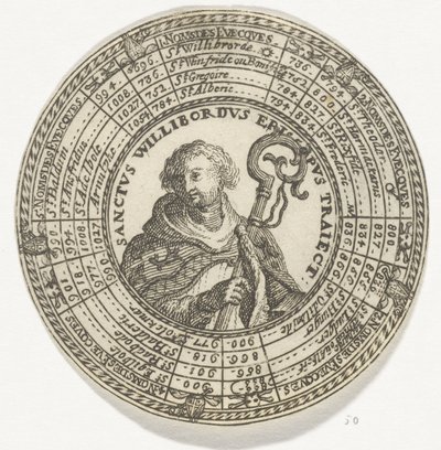 Médaille avec le portrait de Saint Willibrord et les noms des évêques d
