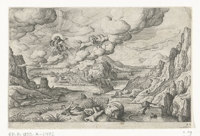 Phaéthon conduit le char du soleil Paysages avec des représentations mythologiques et bibliques (titre de la série) - Anonymous