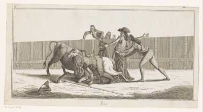 Picador tombé de son cheval (Collection des principales manœuvres d