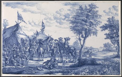 Plaque avec un camp militaire - Anonymous