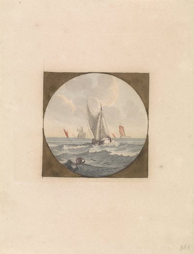 Bateau à fond plat avec voiles blanches - Anonymous