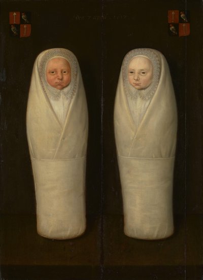 Portrait de jumeaux emmaillotés : les enfants décédés prématurément de Jacob de Graeff et Aeltge Boelens - Anonymous