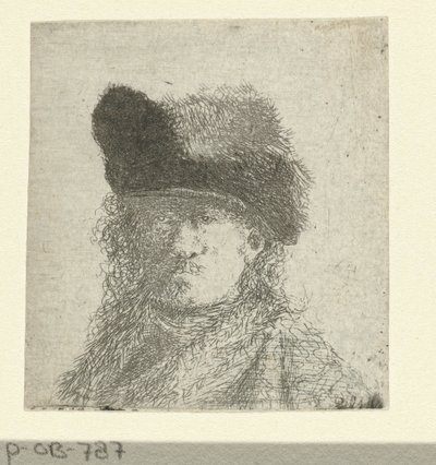 Portrait de Rembrandt avec un bonnet de fourrure - Anonymous