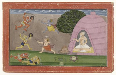 Rama et Lakshmana combattant les démons Maricha et Suvahu - Anonymous