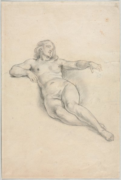 Femme nue allongée (recto) - Anonymous
