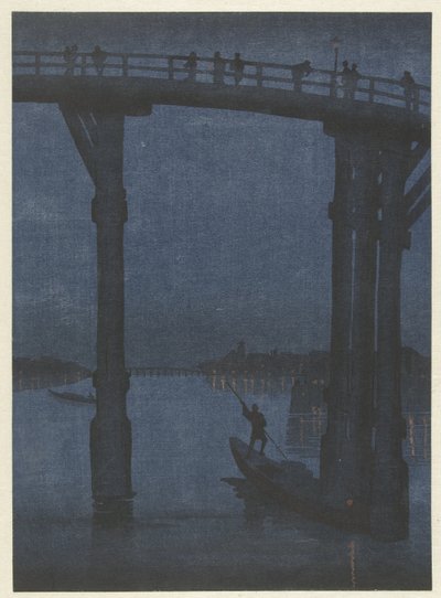 Barque sous un pont - Anonymous
