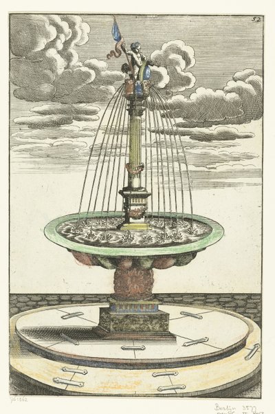 Bassin rond avec colonne toscane - Anonymous