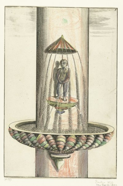 Bassin rond avec putto (série Architectura Curiosa Nova) - Anonymous