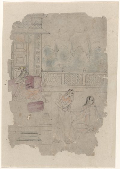 Esquisse de quelques dames sur une terrasse - Anonymous