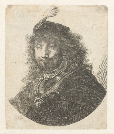 Autoportrait (?) avec chapeau à plumes et sabre abaissé - Anonymous