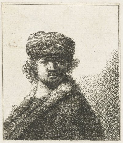Autoportrait avec un bonnet de fourrure épais : buste - Anonymous