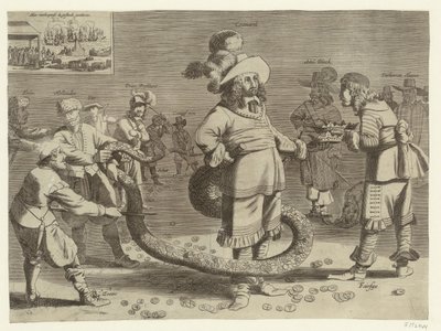 Caricature de Cromwell en homme à queue horrible, 1652 - Anonymous