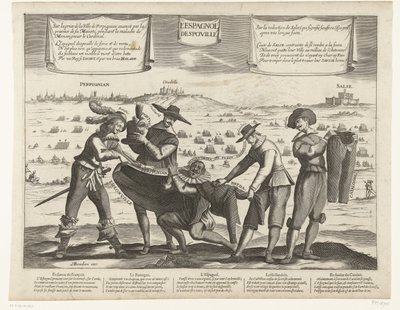 Caricature des Espagnols après la perte de Breda, Thionville, Perpignan, Portugal et Catalogne, 1643 - Anonymous