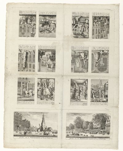 Caricatures de la mode et deux vues d
