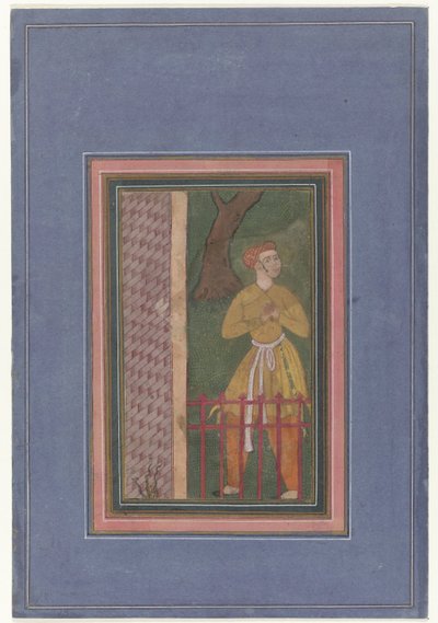 Homme debout derrière une barrière; fragment - Anonymous