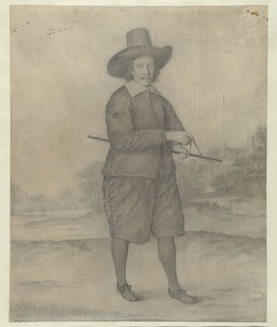 Homme debout avec un chapeau à larges bords, en pied - Anonymous