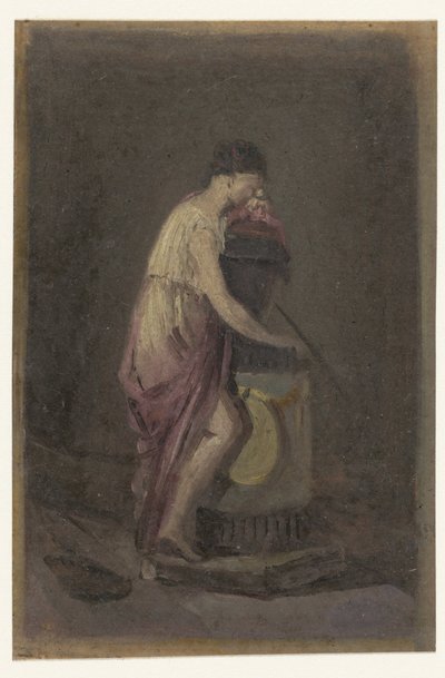 Femme debout en deuil près d