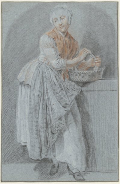 Femme debout avec un panier - Anonymous