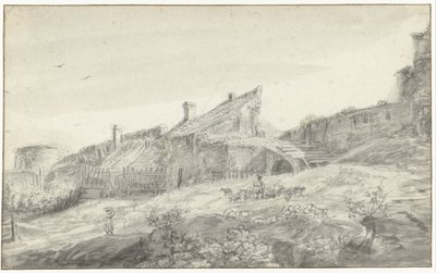 Mur de la ville avec maisons attenantes - Anonymous