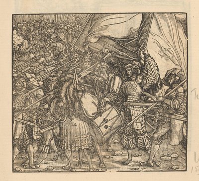 Cortège de soldats avec lances accompagné de musique et de porte-drapeaux - Anonymous