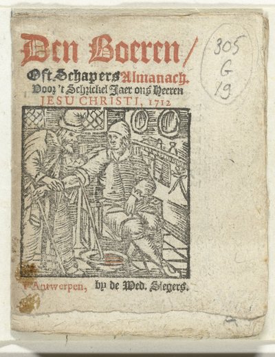 Page de titre pour: Den Boeren / Oft Schapers Almanach Voor 