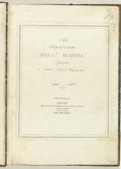 Page de titre pour : La régénération de la Hollande, 1799 - Anonymous