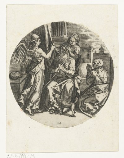 Tobie guérit le vieux Tobit aveugle (Histoire de Tobie) - Anonymous