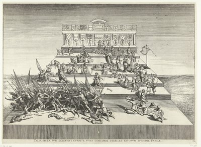 Représentation théâtrale sur la guerre et la paix; entrée de Ferdinand à Gand en 1635 (n° 42) Talia secla, suis dixerunt, currite, fusis concordi stabiles fatorum numine parcae Theatrum Genethliacon Caroli V - Anonymous