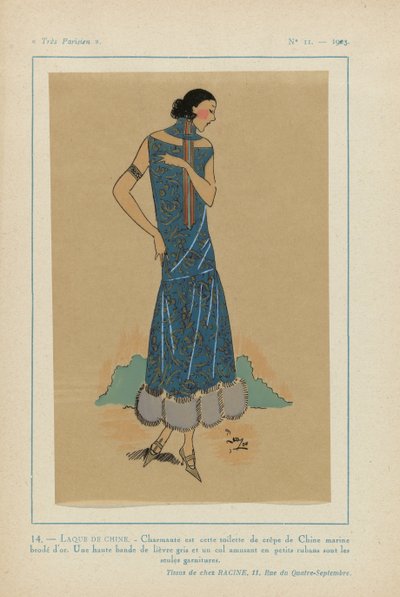 Très Parisien, 1923, No 11: 14. - LAQUE DE CHINE. - Charmante est cette toilette... - Anonymous