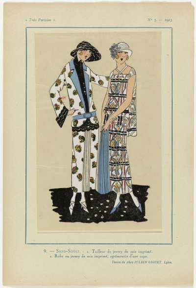 Très Parisien, 1923, No 5: 9.- SANS-SOUCI. 1. Tailleur de jersey... - Anonymous