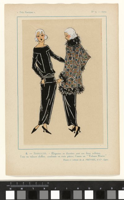 Très Parisien, 1923, No 9: 8. - SIMPLICITÉ. - Élégantes et discrètes... - Anonymous