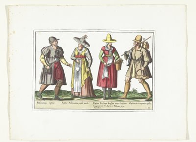 Deux paysans et deux paysannes habillés à la mode italienne, vers 1580 - Anonymous