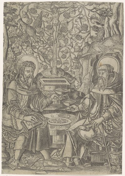 Deux saints près du Christ comme Fons Vitae - Anonymous
