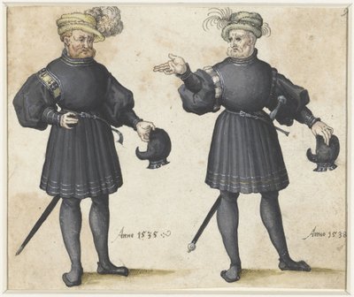 Deux serviteurs en vêtements noirs - Anonymous