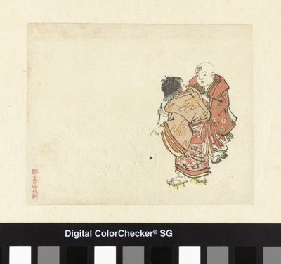 Deux garçons avec un lapin de neige - Anonymous