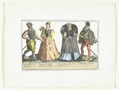 Deux hommes et deux femmes habillés à la mode des Pays-Bas, vers 1580 - Anonymous