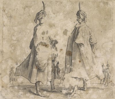 Deux hommes en manteau avec turban sur la tête - Anonymous