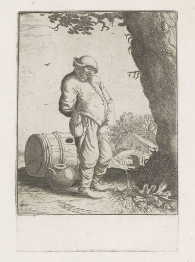 Homme urinant près d